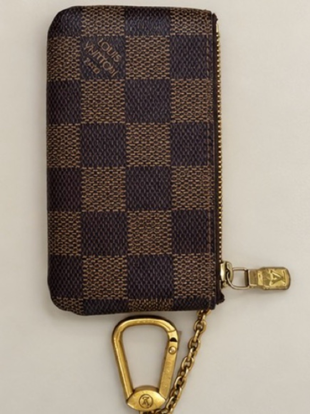 Louis Vuitton Brown Damier Ebene Key & Card Pouch with Gold Hardware
